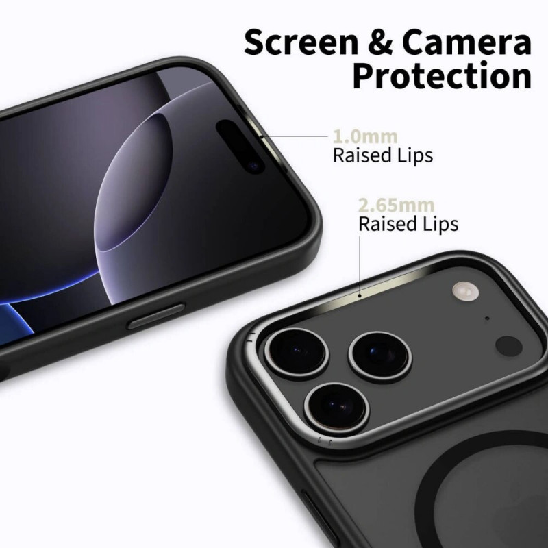 Tech-Protect MagEdge MagSafe Hülle für Apple iPhone 17 Pro Max, matt schwarz/dunkles Metallgrau