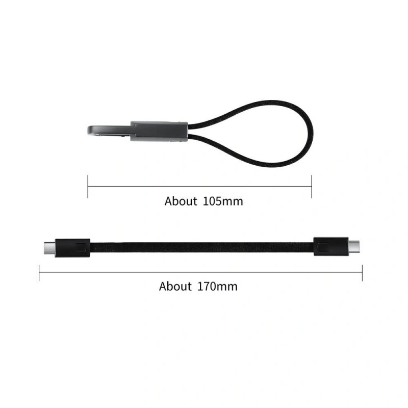 Tech-Protect Ultraboost DNA USB-C-auf-USB-C-Schlüsselanhänger-Kabel PD 60W / 3A, 17 cm, eisengrau
