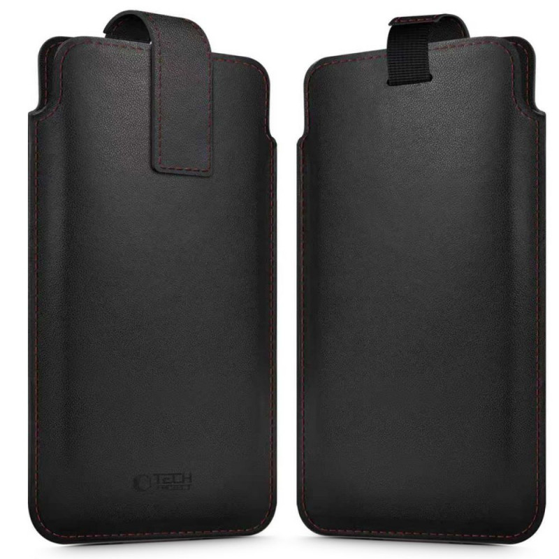 Tech-Protect SM65 universelle Handytasche, 6,0-6,9 Zoll, Öko-Leder, schwarz und rot