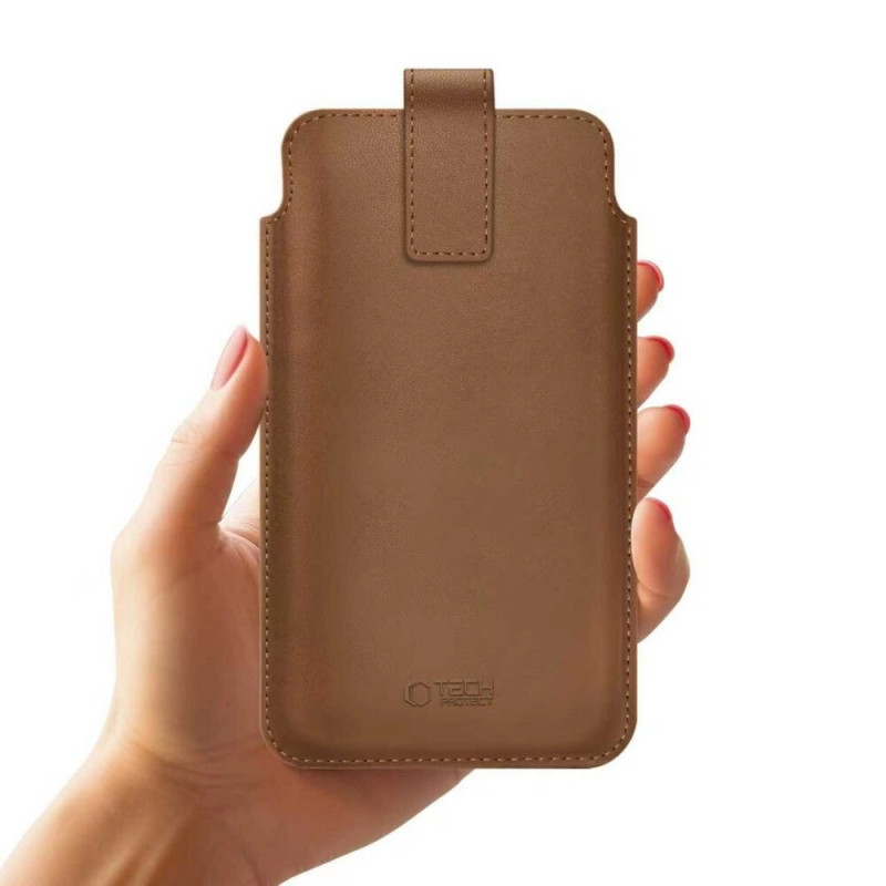 Tech-Protect SM65 universelle Handytasche, 6,0-6,9 Zoll, Öko-Leder, braun