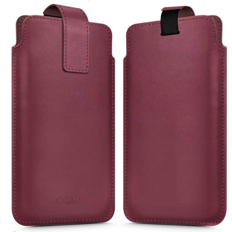 Tech-Protect SM65 universelle Handytasche, 6,0-6,9 Zoll, Öko-Leder, bordeaux