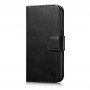 iCarer Oil Wax Wallet Case 2in1 Leder-Klapphülle für iPhone 14 Plus, Anti-RFID, schwarz (WMI14220723-BK)