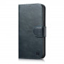 iCarer Oil Wax Wallet Case 2in1 Leder-Klapphülle für iPhone 14 Plus, Anti-RFID, blau (WMI14220723-BU)