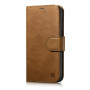iCarer Oil Wax Wallet Case 2in1 Leder-Klapphülle für iPhone 14 Plus, Anti-RFID, braun (WMI14220723-TN)