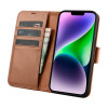iCarer Wallet Case 2in1 Leder-Klapphülle für iPhone 14 Plus, Anti-RFID, braun (WMI14220727-BN)