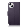 iCarer Wallet Case 2in1 Leder-Klapphülle für iPhone 14 Plus, Anti-RFID, dunkellila (WMI14220727-DP)