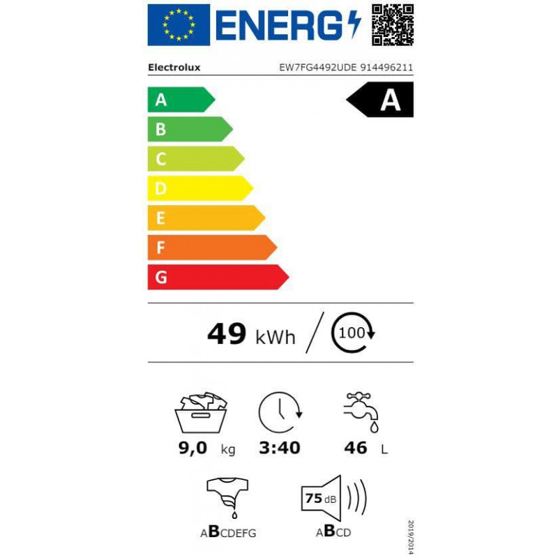 Electrolux EW7FG4492UDE Frontlader-Waschmaschine, 9 kg, Schwarz