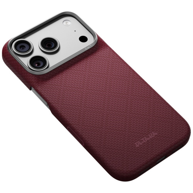 PITAKA Edge Case Argyle MagSafe Hülle für Apple iPhone 18 Pro / 17 Pro, burgunderrot