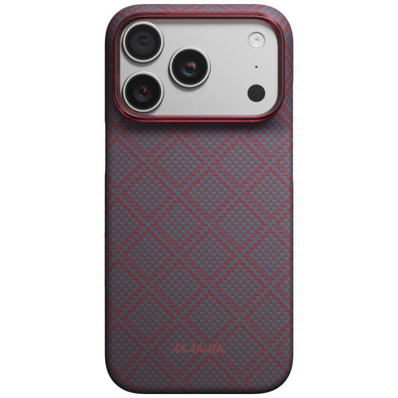 PITAKA Edge Case Argyle MagSafe Hülle für Apple iPhone 18 Pro / 17 Pro, blau-rot