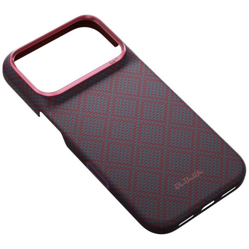 PITAKA Edge Case Argyle MagSafe Hülle für Apple iPhone 18 Pro / 17 Pro, blau-rot