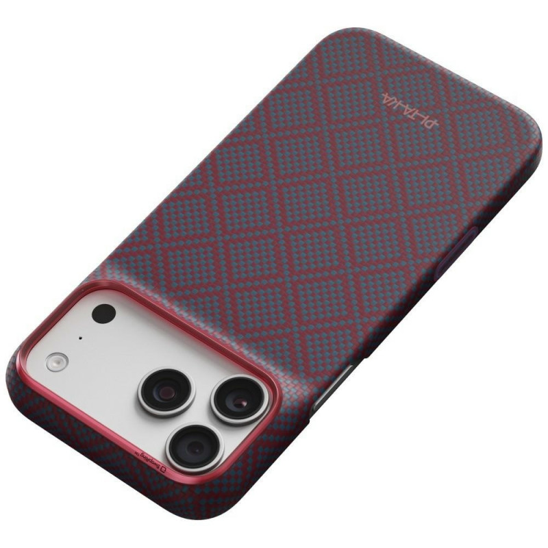PITAKA Edge Case Argyle MagSafe Hülle für Apple iPhone 18 Pro Max / 17 Pro Max, blau-rot