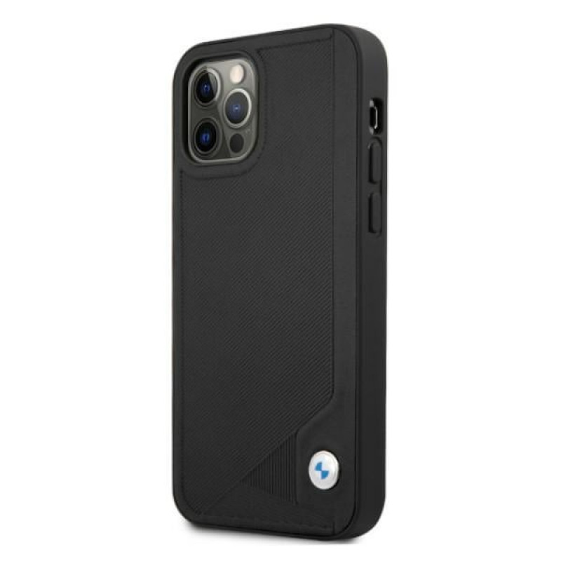 BMW BMHCP12LRCDPK Apple iPhone 12 Pro Max Hardcase Leather Deboss, Schwarz