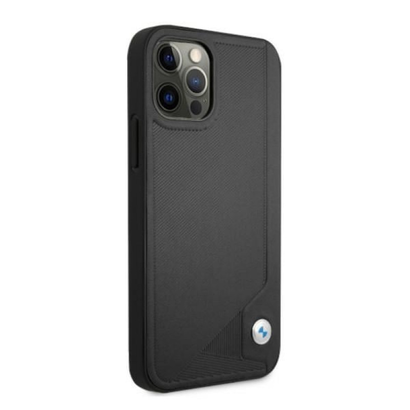BMW BMHCP12LRCDPK Apple iPhone 12 Pro Max Hardcase Leather Deboss, Schwarz