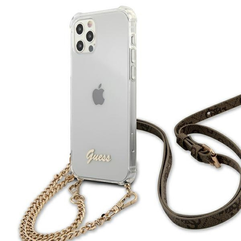 Guess GUHCP12MKC4GSGO Apple iPhone 12 / 12 Pro Hardcase Hülle 4G Gold Chain, Transparent