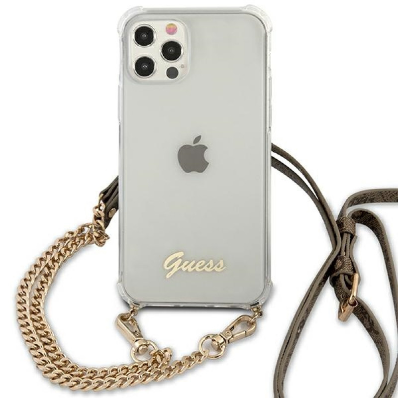 Guess GUHCP12MKC4GSGO Apple iPhone 12 / 12 Pro Hardcase Hülle 4G Gold Chain, Transparent