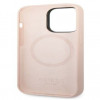 Guess Silikon-Hülle mit Metall-Logo, MagSafe-kompatibel, für Apple iPhone 14 Pro, Pink