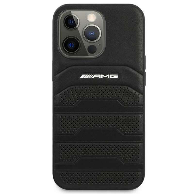 Mercedes-AMG AMHCP14XGSEBK Apple iPhone 14 Pro Max Hardcase, Leather Debossed Lines, schwarz
