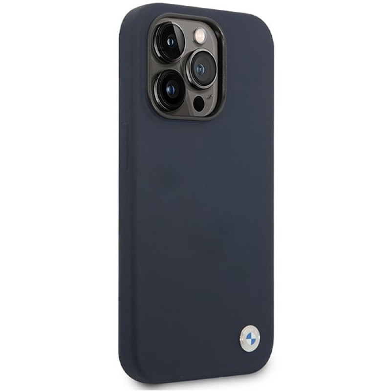BMW BMHMP14XSILNA Apple iPhone 14 Pro Max Hülle, Silicone Metal Logo MagSafe, navy