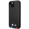 BMW BMHMP14S22PTDK Apple iPhone 14 Hülle, Leather Stamp Tricolor MagSafe, schwarz