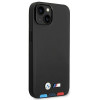 BMW BMHMP14M22PTDK Apple iPhone 14 Plus / 15 Plus Hülle, Leather Stamp Tricolor MagSafe, schwarz