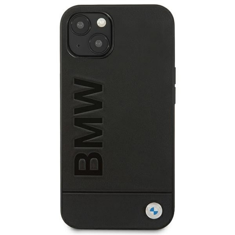 BMW BMHCP14MSLLBK Apple iPhone 14 Plus / 15 Plus Hülle, Leather Stamp, schwarz