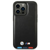 BMW BMHMP14X22PTDK Apple iPhone 14 Pro Max Hülle, Leather Stamp Tricolor MagSafe, schwarz
