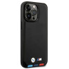 BMW BMHMP14L22PTDK Apple iPhone 14 Pro Hülle, Leather Stamp Tricolor MagSafe, schwarz