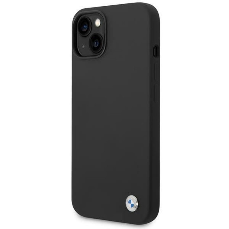 BMW BMHCP14MSILBK Apple iPhone 14 Plus / 15 Plus Hülle, Silicone Metal Logo, schwarz