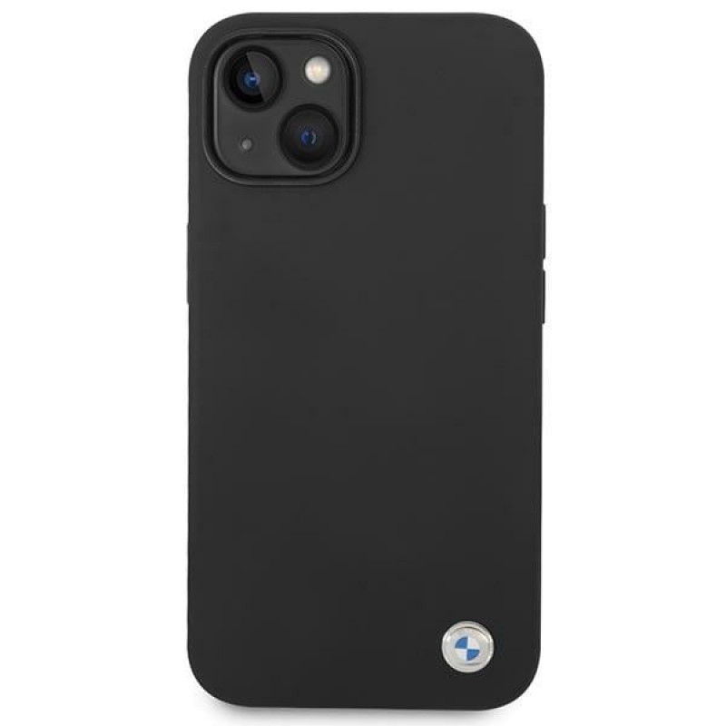 BMW BMHCP14MSILBK Apple iPhone 14 Plus / 15 Plus Hülle, Silicone Metal Logo, schwarz