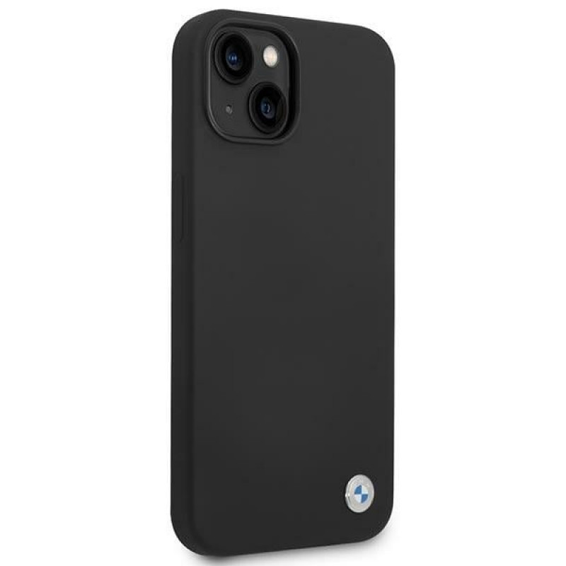 BMW BMHCP14MSILBK Apple iPhone 14 Plus / 15 Plus Hülle, Silicone Metal Logo, schwarz