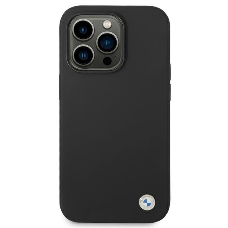 BMW BMHCP14XSILBK Silicone Metal Logo Hardcase für Apple iPhone 14 Pro Max 6.7", schwarz