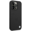BMW BMHCP14XSILBK Silicone Metal Logo Hardcase für Apple iPhone 14 Pro Max 6.7", schwarz
