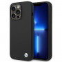 BMW BMHCP14LSILBK Apple iPhone 14 Pro Hülle, Silicone Metal Logo, schwarz