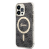 Guess GUBPP13LH4EACSK Hülle + kabelloses Ladegerät Set für Apple iPhone 13 Pro, schwarze Hardcase 4G Print MagSafe