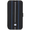 BMW BMBKP14L22RVSK Leather Stamp Blue Lines Bookcase für Apple iPhone 14 Pro 6,1", schwarz