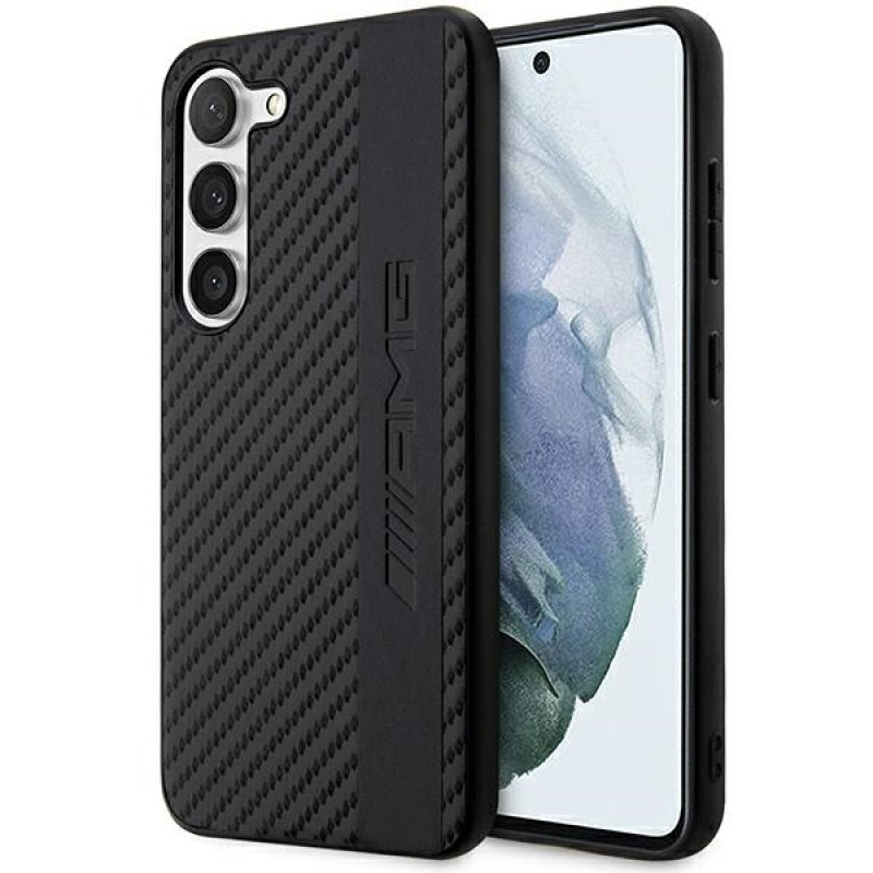 Mercedes-AMG AMHCS23SBLSCA Carbon Stripe & Embossed Hardcase für Samsung Galaxy S23 (S911), schwarz
