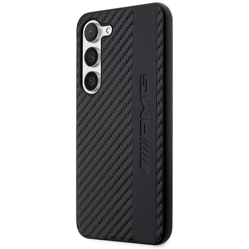 Mercedes-AMG AMHCS23SBLSCA Carbon Stripe & Embossed Hardcase für Samsung Galaxy S23 (S911), schwarz