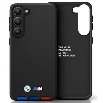 BMW BMHCS23L22PTDK Leather Stamp Tricolor Hardcase für Samsung Galaxy S23 Ultra (S918), schwarz