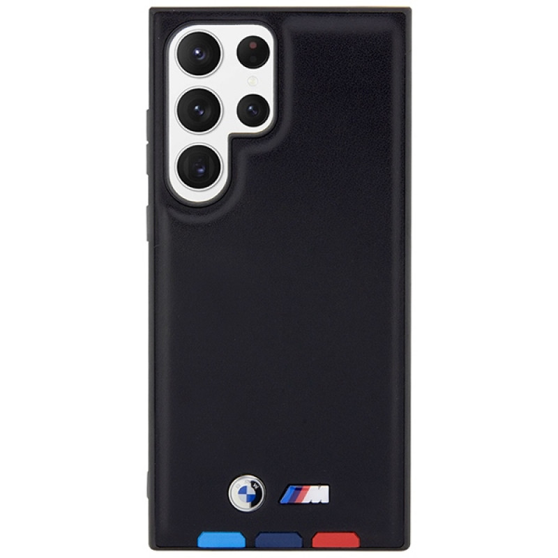 BMW BMHCS23L22PTDK Leather Stamp Tricolor Hardcase für Samsung Galaxy S23 Ultra (S918), schwarz