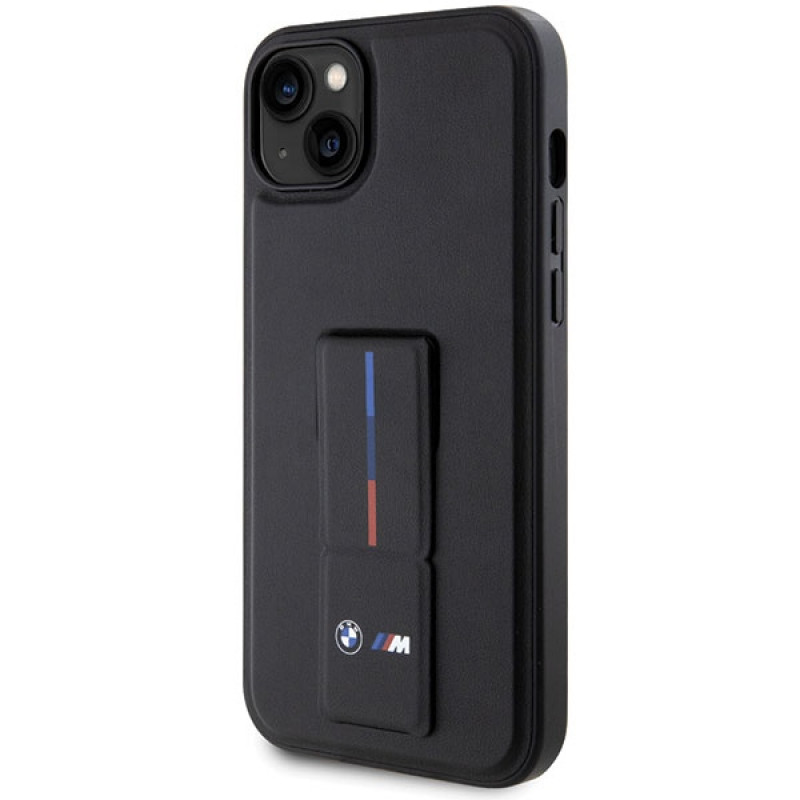 BMW Grip Stand Hot Stamp Hülle für Apple iPhone 14 / 15 / 13, schwarz