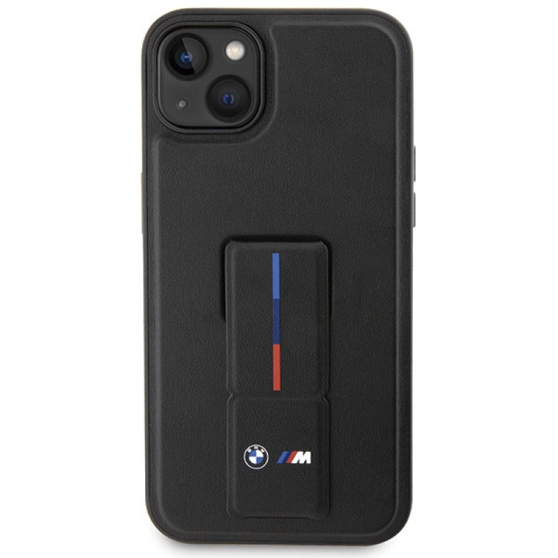 BMW Grip Stand Hot Stamp Hülle für Apple iPhone 14 / 15 / 13, schwarz