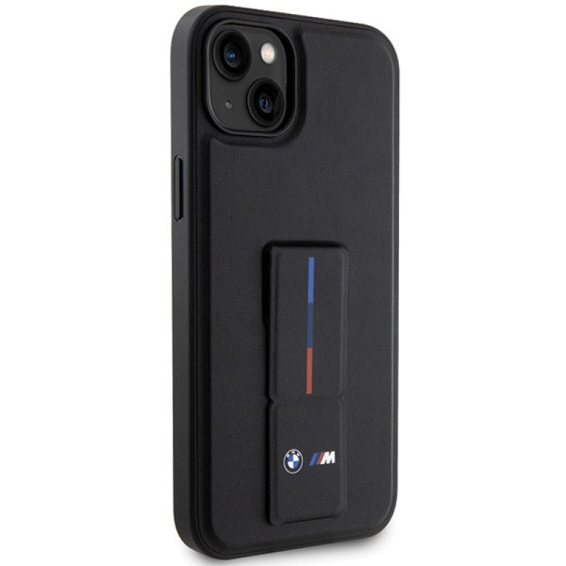 BMW Grip Stand Hot Stamp Hülle für Apple iPhone 14 / 15 / 13, schwarz