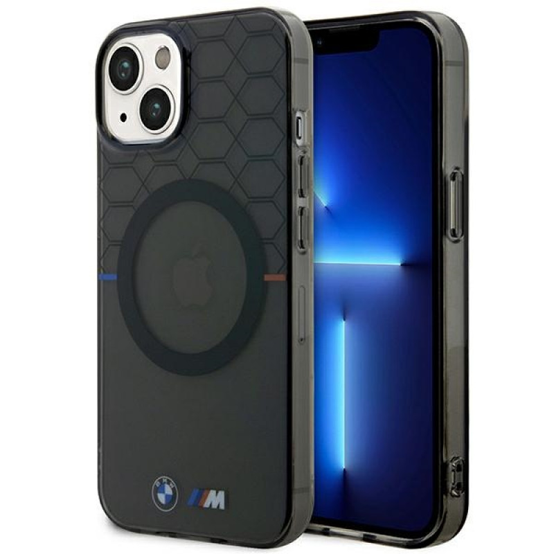 BMW BMHMP14MHGPK Pattern MagSafe Hardcase für Apple iPhone 14 Plus / 15 Plus, grau