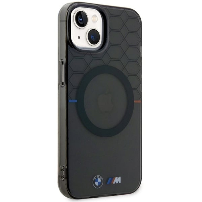 BMW BMHMP14MHGPK Pattern MagSafe Hardcase für Apple iPhone 14 Plus / 15 Plus, grau