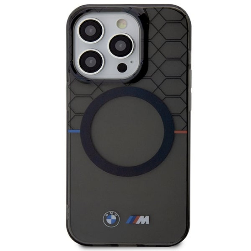 BMW BMHMP14LHGPK Pattern MagSafe Hardcase für Apple iPhone 14 Pro, grau