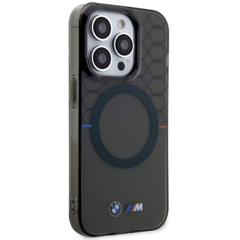 BMW BMHMP14LHGPK Pattern MagSafe Hardcase für Apple iPhone 14 Pro, grau