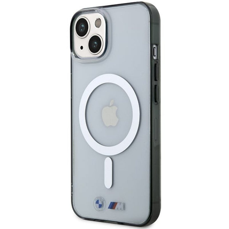 BMW BMHMP14MHCRS Silver Ring MagSafe Hardcase für Apple iPhone 14 Plus / 15 Plus, transparent