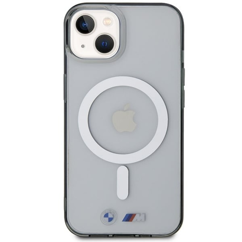 BMW BMHMP14SHCRS Silver Ring MagSafe Hardcase für Apple iPhone 14, transparent