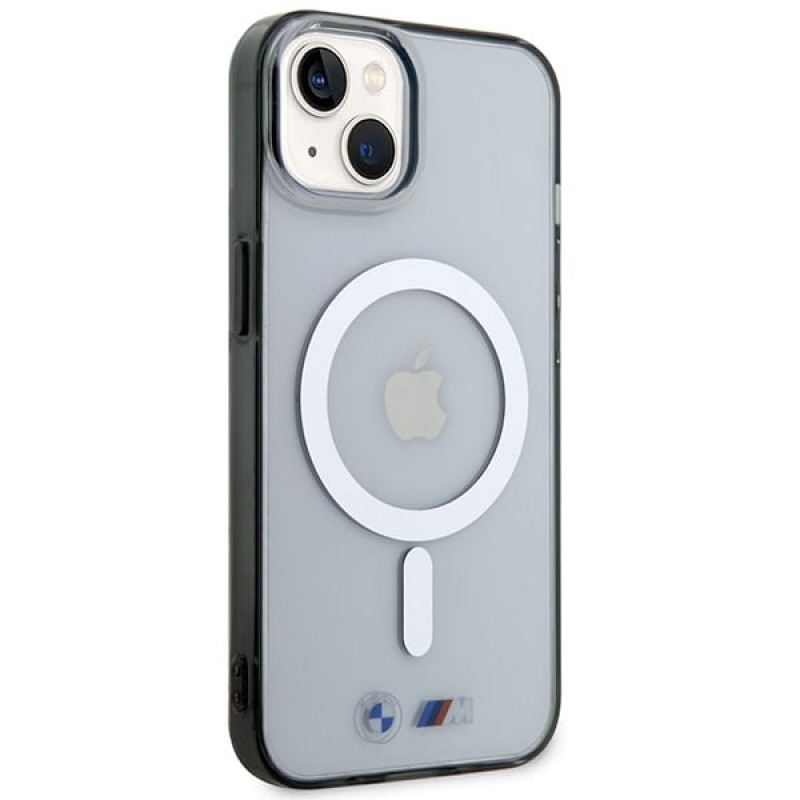 BMW BMHMP14SHCRS Silver Ring MagSafe Hardcase für Apple iPhone 14, transparent