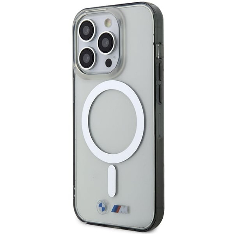 BMW BMHMP14XHCRS Silver Ring MagSafe Hardcase für Apple iPhone 14 Pro Max, transparent